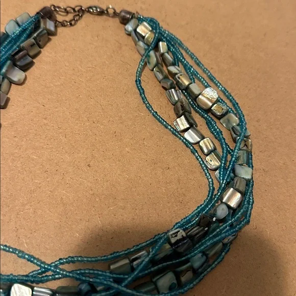 Elegant Blue and Gray Abalone Beaded Necklace - Picture 4 of 4